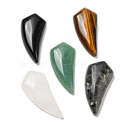 Natural Mixed Gemstone Pendants, Horn Charms, 39~40x18~18.5x6.5~8mm, Hole: 1.2mm(G-M417-04)