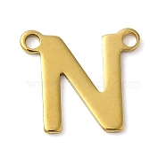 304 Stainless Steel Charms, Real 18K Gold Plated, Letter Charm, Letter N, 10x11x1mm, Hole: 1mm(STAS-Z074-04G-N)