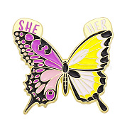 Spring Theme Alloy Brooches, Enamel Butterfly Lapel Pin, for Backpack Clothes, Golden, Medium Orchid, 29x29mm(SPRI-PW0001-108A)