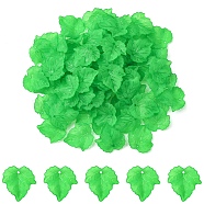 80Pcs Autumn Theme Transparent Frosted Acrylic Pendants, Maple Leaf, Green, 24x22.5x3mm, Hole: 1mm, 20pcs/color(SACR-YW0001-58-A)