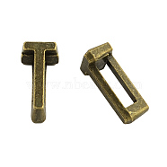 Tibetan Style Alloy Letter Slide Charms, Cadmium Free & Nickel Free & Lead Free, Letter.T, 11x2~8x4mm, Hole: 7x2mm, about 1135pcs/1000g(TIBEB-Q055-20AB-NR)
