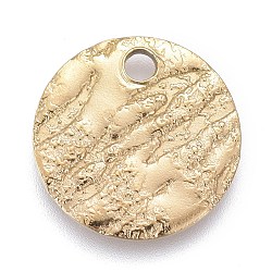 Ion Plating(IP) 304 Stainless Steel Charms, Textured, Laser Cut, Flat Round, Golden, 10.5x1mm, Hole: 1.4mm(X-STAS-M228-C02-G)