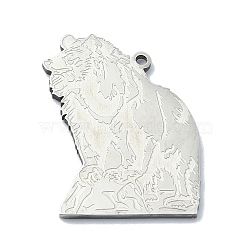 201 Stainless Steel Pendants, Laser Cut, Andean Bear Charm, Stainless Steel Color, 28x29x1mm, Hole: 1.5mm(STAS-R118-10P)