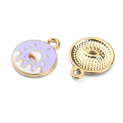 Alloy Enamel Pendants, Light Gold, Donut, Lilac, 18.7x15x2mm, Hole: 2.2mm(ENAM-CJC0006-40A)