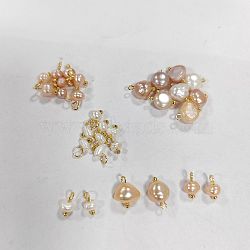 30Pcs 3 Styles Natural Cultured Freshwater Pearl Nuggets Charms, with Golden Tone 304 Stainless Steel Ball Head Pins, Mixed Color, 10x4~5x3~4mm, 10pcs/style(PALLOY-PH01622)
