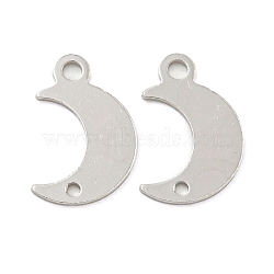 925 Sterling Silver Moon Connector Charms, with 925 Stamp, Real Platinum Plated, 11x7x0.5mm, Hole: 1mm(STER-B005-34P)