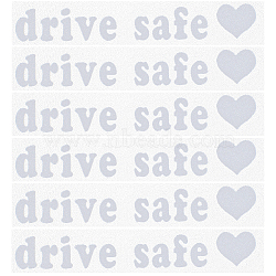 Laser PVC Drive Safe Self Adhesive Car Stickers, Reflective Waterproof Word Car Decorative Decals for Car Decoration, Silver, 15x75x0.3mm(STIC-WH0013-09A)