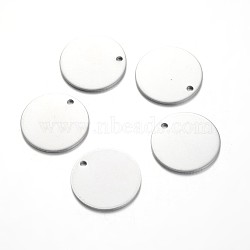 Tarnish Resistant Flat Round Stainless Steel Blank Stapmping Tag Pendants, Stainless Steel Color, 20x1mm, Hole: 1.5mm(STAS-L166-08)