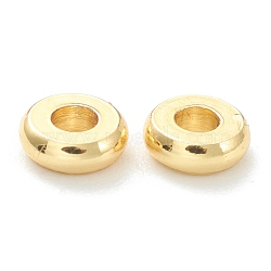 Brass Beads, Long-Lasting Plated, Flat Round/Disc, Heishi Beads, Real 18K Gold Plated, 4x1.5mm, Hole: 1.6mm(KK-P198-09A-G)