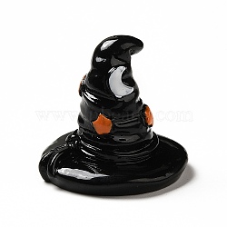 Halloween Theme Opaque Resin Cabochons, 3D Witch Hat, Black, 29x27x27mm(RESI-K019-001B)