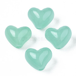 Imitation Jelly Acrylic Beads, Heart, Aquamarine, 13.5x17x13mm, Hole: 3mm, about 305pcs/500g(MACR-S272-90A)
