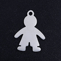 304 Stainless Steel Pendants, Blank Stamping Tag, Boy, Stainless Steel Color, 17x12x1mm, Hole: 1.4mm(STAS-Q201-JN327-1)