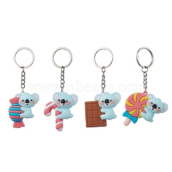 Cartoon Candy Koala PVC Plastic Keychain, with Iron Split Key Rings, Pale Turquoise, 10.3~10.9cm(KEYC-JKC00668)