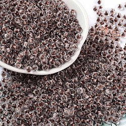 Transparent Inside Colours Glass Seed Beads, Round Hole, Round, Coconut Brown, 4x3mm, Hole: 1.4mm, about 6428pcs/pound(SEED-A032-04S)