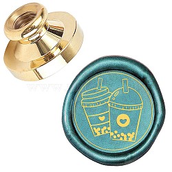 Wax Seal Brass Stamp Head, for Wax Seal Stamp, Drink Pattern, 25x14.5mm(AJEW-WH0209-096)