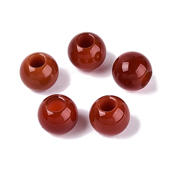 Natural Carnelian(Dyed & Heated) European Beads, Smooth Round, Large Hole Beads, 10x9mm, Hole: 4mm