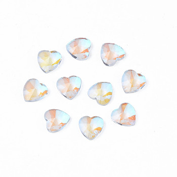 Glass Rhinestone Cabochons, Nail Art Decoration Accessories, Faceted, Heart, Clear AB, 6x6x2mm