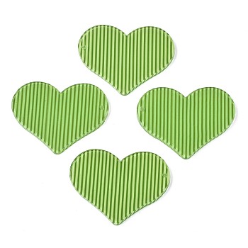 Stripe Cellulose Acetate(Resin) Pendants, Heart, Light Green, 29x37x2mm, Hole: 1.4mm