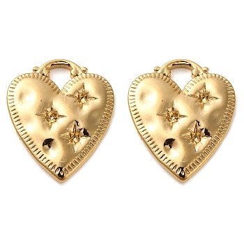 201 Stainless Steel Pendants, Long-Lasting Plated, Heart with Star Charm, Golden, 20.5x17x2.5mm, Hole: 3x3mm