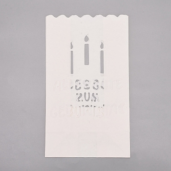 Halloween Luminary Bags, Flame Resistant Candle Bags, Tea Light Holder, for Wedding, Halloween, Birthday, Party, Word and Candle Pattern, White, 26x15x0.1cm, Unfold: 26x15x9cm