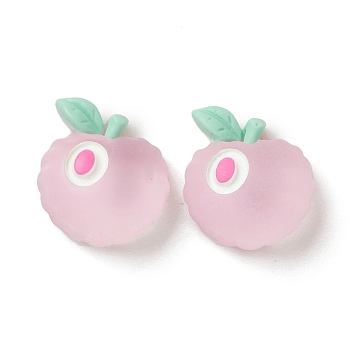 Transparent Resin Decoden Cabochons, Imitation Food, Apple, Pearl Pink, 15x15x8.5mm