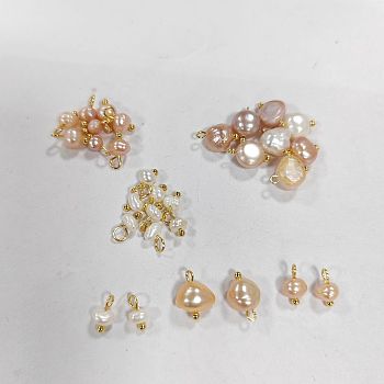 30Pcs 3 Styles Natural Cultured Freshwater Pearl Nuggets Charms, with Golden Tone 304 Stainless Steel Ball Head Pins, Mixed Color, 10x4~5x3~4mm, 10pcs/style