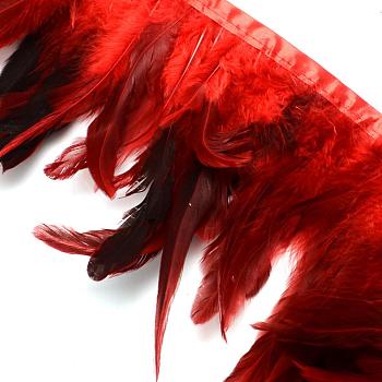 Fashion Feather Cloth Strand Costume Accessories, Red, 110~300x28~62mm, about 10yard/bag