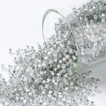 TOHO Round Seed Beads, Japanese Seed Beads, (261) Inside Color AB Crystal/Gray Lined, 11/0, 2.2mm, Hole: 0.8mm, about 5555pcs/50g