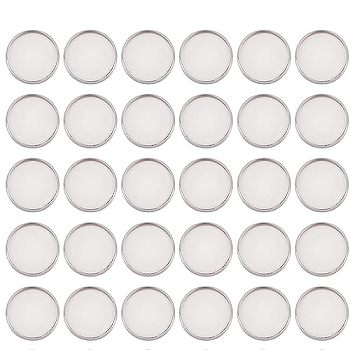 100Pcs Flat Round 304 Stainless Steel Plain Edge Bezel Cups, Cabochon Settings, Stainless Steel Color, Tray: 20mm, 22x2mm