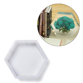 Hexagon DIY Decoration Silicone Molds, Resin Casting Molds, For UV Resin, Epoxy Resin Jewelry Making, White, 260x235x51.5mm