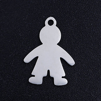 304 Stainless Steel Pendants, Blank Stamping Tag, Boy, Stainless Steel Color, 17x12x1mm, Hole: 1.4mm
