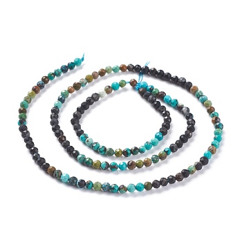 Natural HuBei Turquoise Beads Strands, Gradient Color, Round, Faceted, 3mm, Hole: 0.7mm, about 147pcs/strand, 15.35inch(39cm)