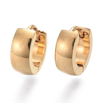 304 Stainless Steel Huggie Hoop Earrings, Ring, Golden, 10x10.5x4mm, Pin: 1mm