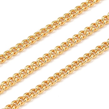 Brass Twisted Chains, Curb Chains, Unwelded, Golden, 2.8x2x0.5mm