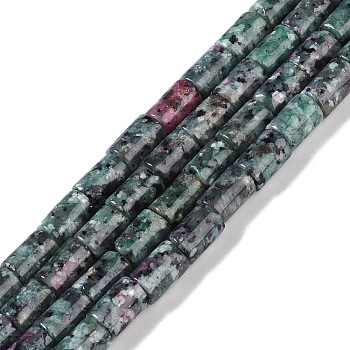 Natural Sesame Jasper Beads Strands, Dyed, Imitation Natural Ruby in Zoisite, Column, Dark Slate Blue, 7.5~8.5x5~6mm, Hole: 1mm, about 45~46pcs/strand, 14.69~15.04 inch(37.3~38.2cm)