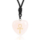 Colliers personnalisés à faire soi-même avec pendentif croix ankh gravé en forme de cœur en quartz rose naturel(SC1205-6)-1