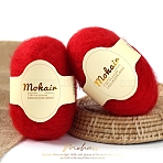 Fine Lace Mohair Wool Blended Crochet Knitting Yarn, Fuzzy, Red, 20g/skein, about 109.36 Yards(100m)/Skein(PW-WG368C7-28)
