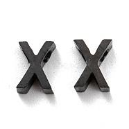 304 Stainless Steel Charms, Alphabet, Electrophoresis Black, Letter.X, 8x6x3mm, Hole: 1.8mm(STAS-K216-41X-EB)