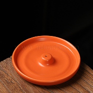 Ceramic Incense Burners, Flat Round Incense Stick Holders, Home Office Teahouse Zen Buddhist Supplies, Dark Orange, 105x20mm(PW-WG323A2-05)