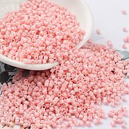 Baking Paint Glass Seed Beads, Cylinder, Pink, 2x1.5mm, Hole: 1mm, about 50398pcs/pound(SEED-S042-05B-85)