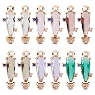 AHADERMAKER 12Pcs 6 Colors Rack Plating Brass Micro Pave Clear Cubic Zirconia Pendants, with Faceted Glass, Long-Lasting Plated, Cadmium Free & Lead Free, Cactus, Mixed Color, 18.5x7.5x3.5mm, Hole: 1.2mm, 2pcs/color(KK-GA0001-07)