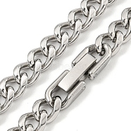 Non-Tarnish 201 Stainless Steel Cuban Link Chain Necklaces for Women and Men, Stainless Steel Color, 20.08 inch(51cm)(NJEW-F322-14P-02)