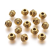 Tibetan Style Spacer Beads, Zinc Alloy Spacer Beads, Antique Golden Color, Lead Free & Nickel Free & Cadmium Free, about 9x7mm, Hole: 3.5mm.(GLF0586Y-NF)