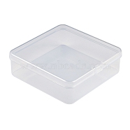 Plastic Bead Containers with Hinged Lid, Square, Clear, 11.5x11.3x3.55cm, Inner Size: 11x11cm.(CON-Z007-07C)