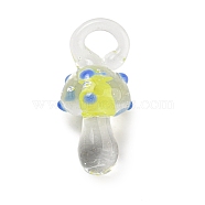 Handmade Lampwork Pendants, Mushroom, Yellow, 26x12x12mm, Hole: 2.5mm(LAMP-S067-02B)