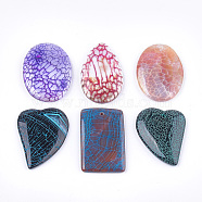 Natural Fire Agate Pendants, Dyed, Mixed Shape, 35~44x29~35x5~7mm, Hole: 1.2mm(G-T125-19)