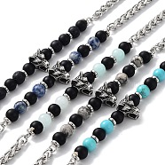 Natural & Synthetic Mixed  Gemstone with 201 Stainless Steel Necklaces, 20.28 inch(51.5cm)(NJEW-Q334-02)