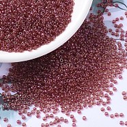 MIYUKI Round Rocailles Beads, Japanese Seed Beads, 11/0, (RR363) Light Cranberry Lined Topaz Luster, 11/0, 2x1.3mm, Hole: 0.8mm, about 5500pcs/50g(SEED-X0054-RR0363)