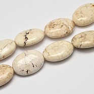 Flat Oval Natural Magnesite Beads Strands, Creamy White, 26x18x8mm, Hole: 1mm, about 16pcs/strand, 15.7 inch(G-M138-13)