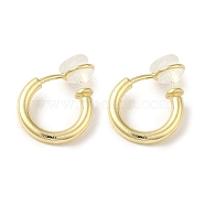 Brass Clip-on Earrings for Women Men, with Silicone, Round Ring, Real 14K Gold Plated, 15x2mm(KK-K371-26G)